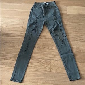 Olive ripped skinny jeans